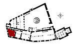 Small plan of the castle (ground floor) showing the present position